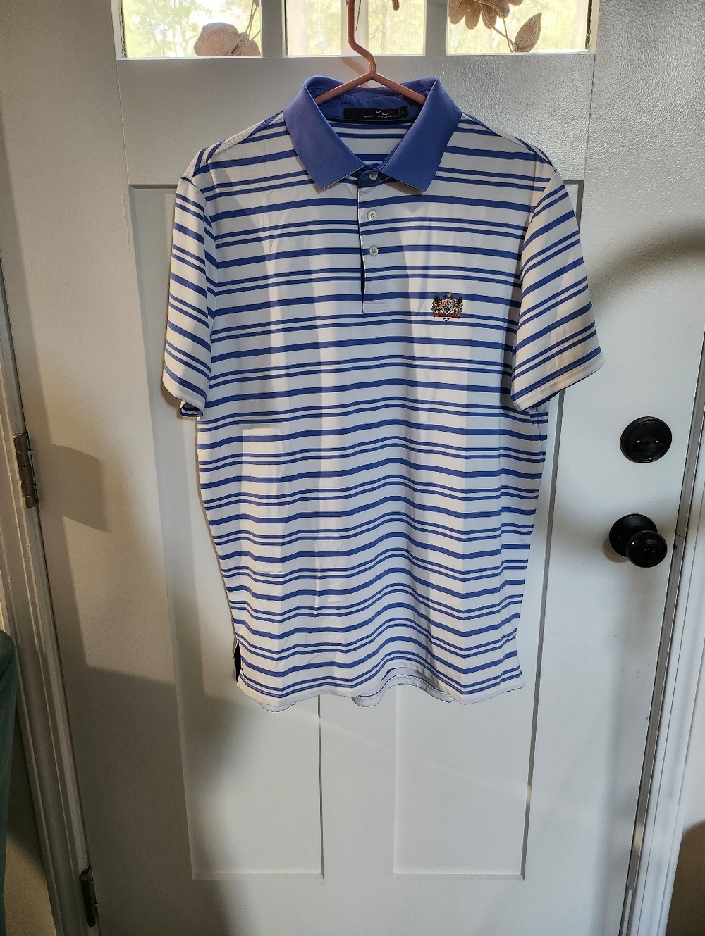 RLX Ralph Lauren White & Blue Striped Polo